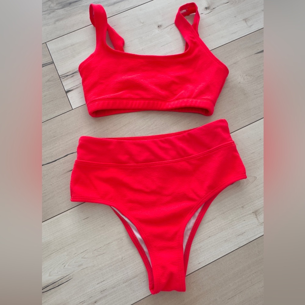 Swim Set in Vibrant Coral.